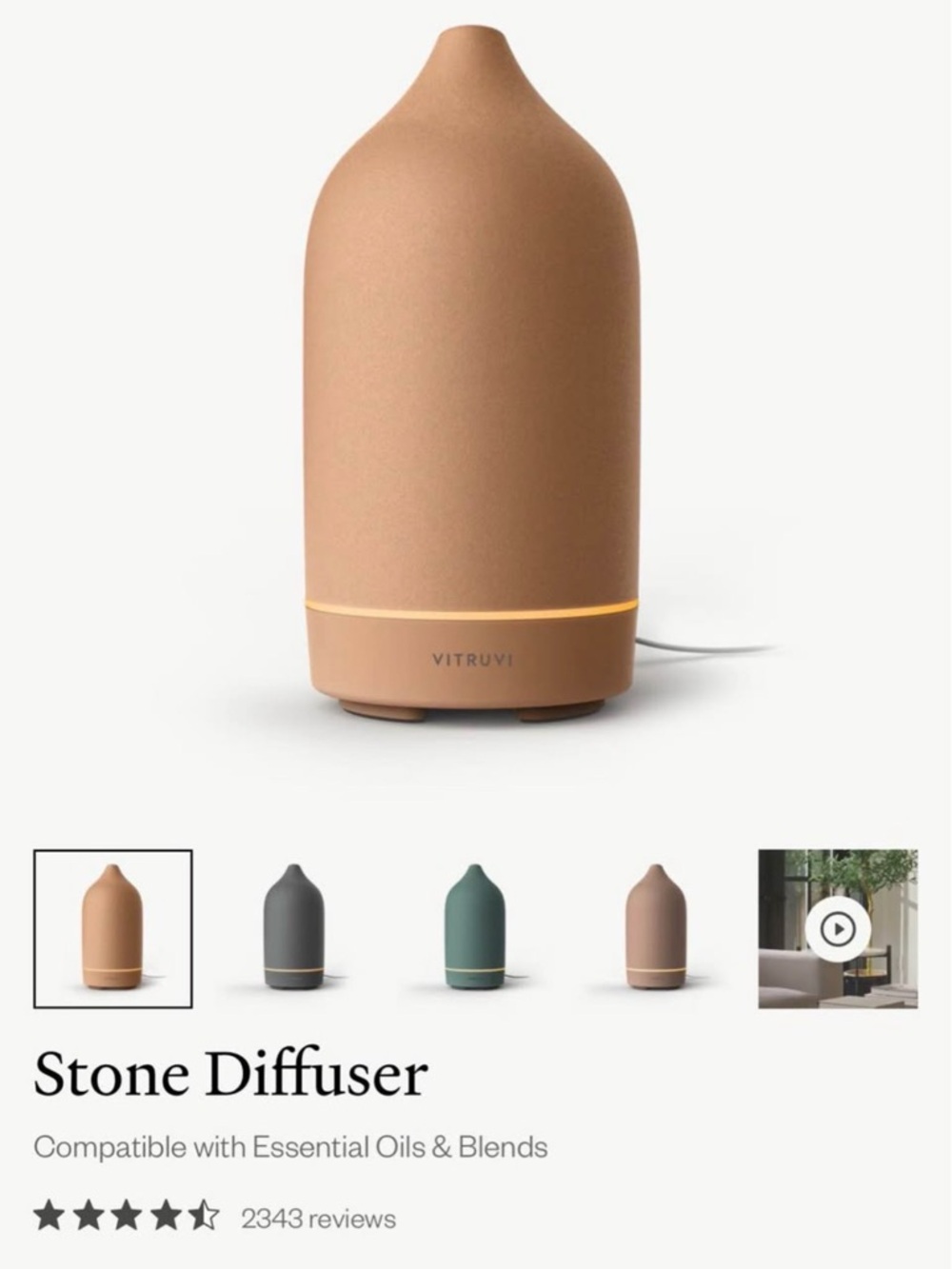 VITRUVI Stone Diffuser in Terracotta